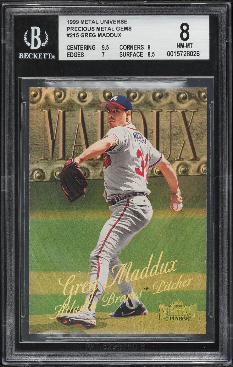 1999 Metal Universe Precious Metal Gems PMG Greg Maddux /50 #215 BGS 8 NM-MT