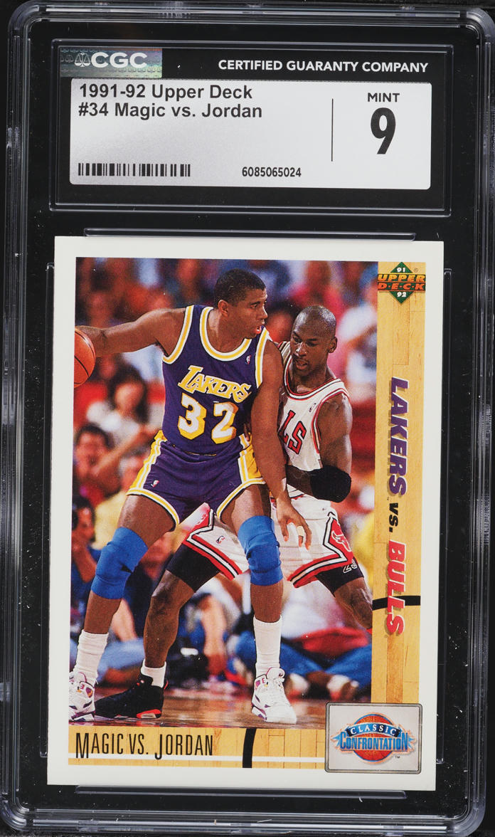 1991 Upper Deck Basketball Magic Johnson VS Michael Jordan #34 CGC 9 MINT