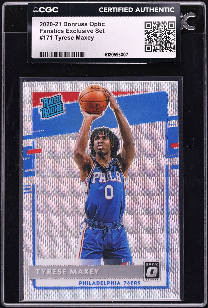 2020 Donruss Optic Fanatics Exclusive Set Tyrese Maxey ROOKIE #171 CGC AUTH
