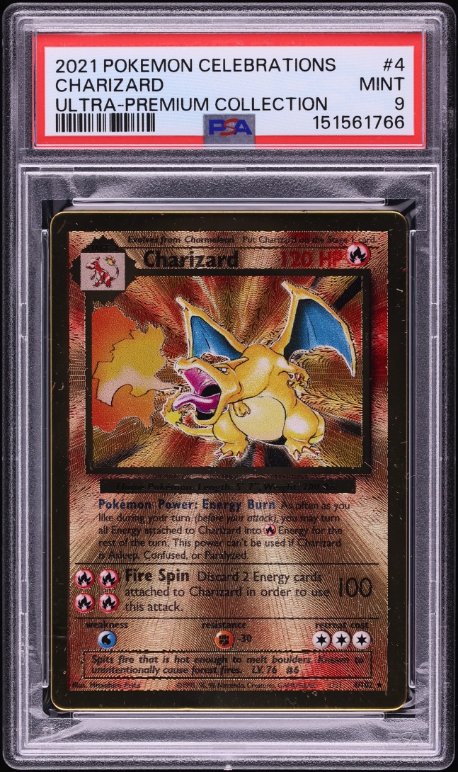 2021 Pokemon Sword & Shield Celebrations Ultra Premium Gold Metal Charizard #4 PSA 9 MINT
