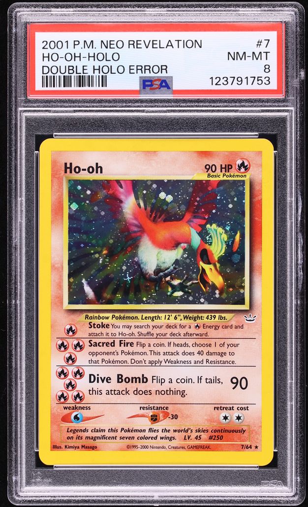2001 Pokemon Neo Revelation Double Holo Ho-Oh #7 PSA 8 NM-MT
