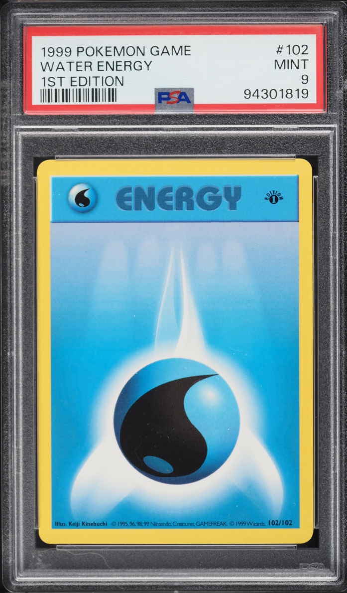 1999 Pokemon Base Set Shadowless 1st Edition Water Energy #102 PSA 9 MINT