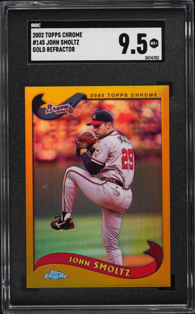 2002 Topps Chrome Gold Refractor John Smoltz #145 SGC 9.5 MINT+