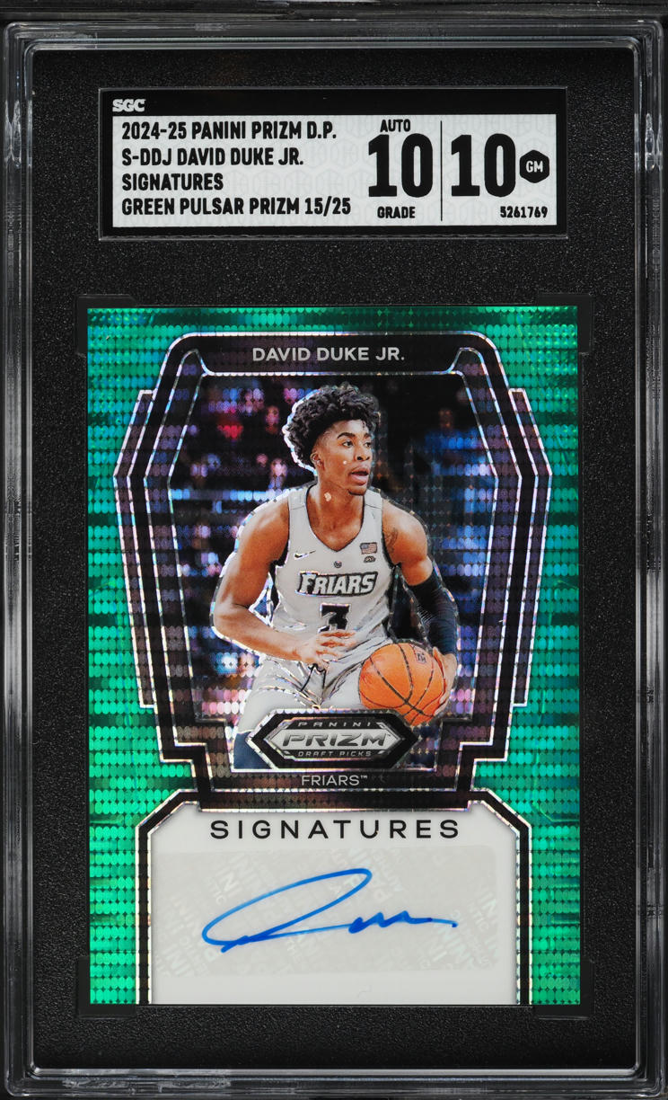 2024 Panini Prizm Green Pulsar David Duke Jr. AUTO /25 #S-DDJ SGC 10 GEM MINT