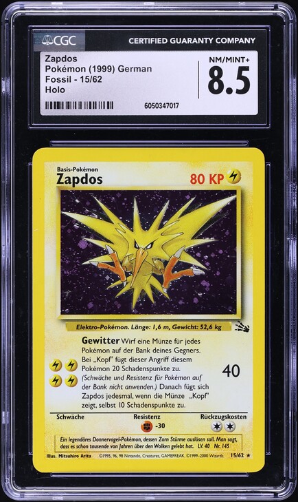1996 Pokemon Japanese Base Set No Rarity Symbol Holo Zapdos #145