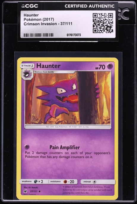 2017 Pokemon Sun & Moon Crimson Invasion Haunter #37 CGC AUTH