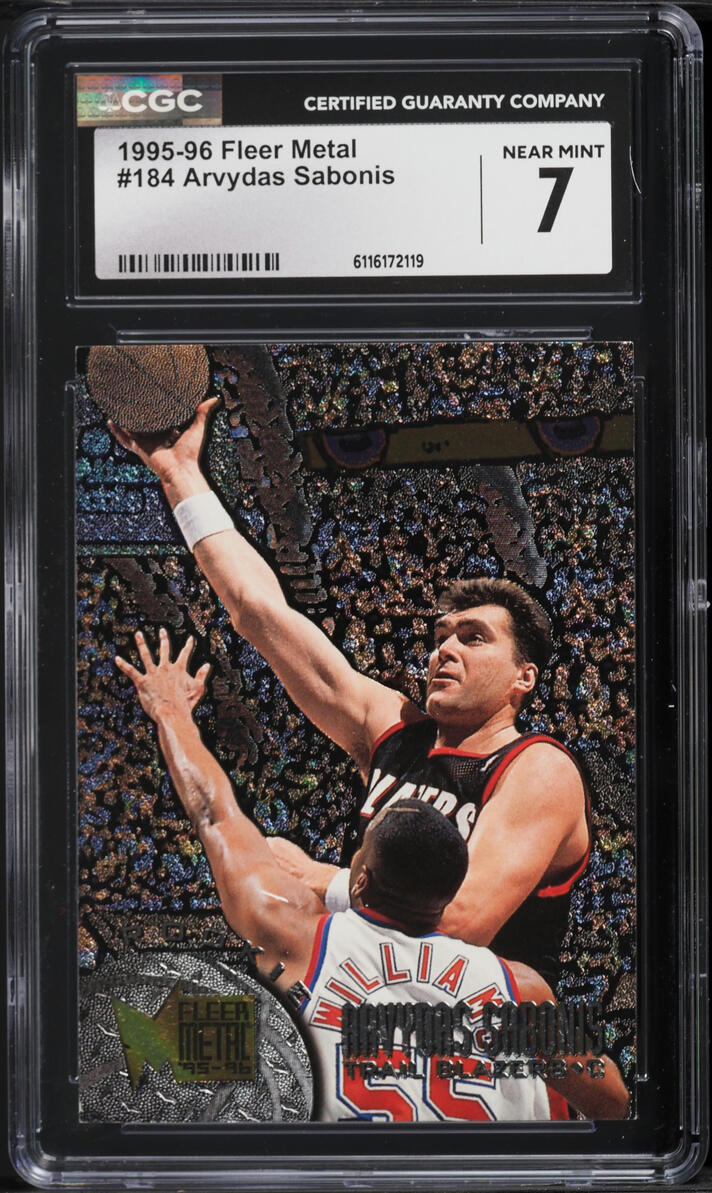 1995 Metal Basketball Arvydas Sabonis ROOKIE #184 CGC 7 NRMT
