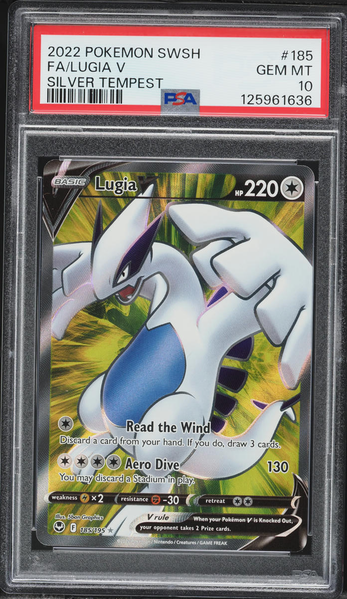 2022 Pokemon Sword & Shield Silver Tempest Full Art Lugia V #185 PSA 10 GEM MINT