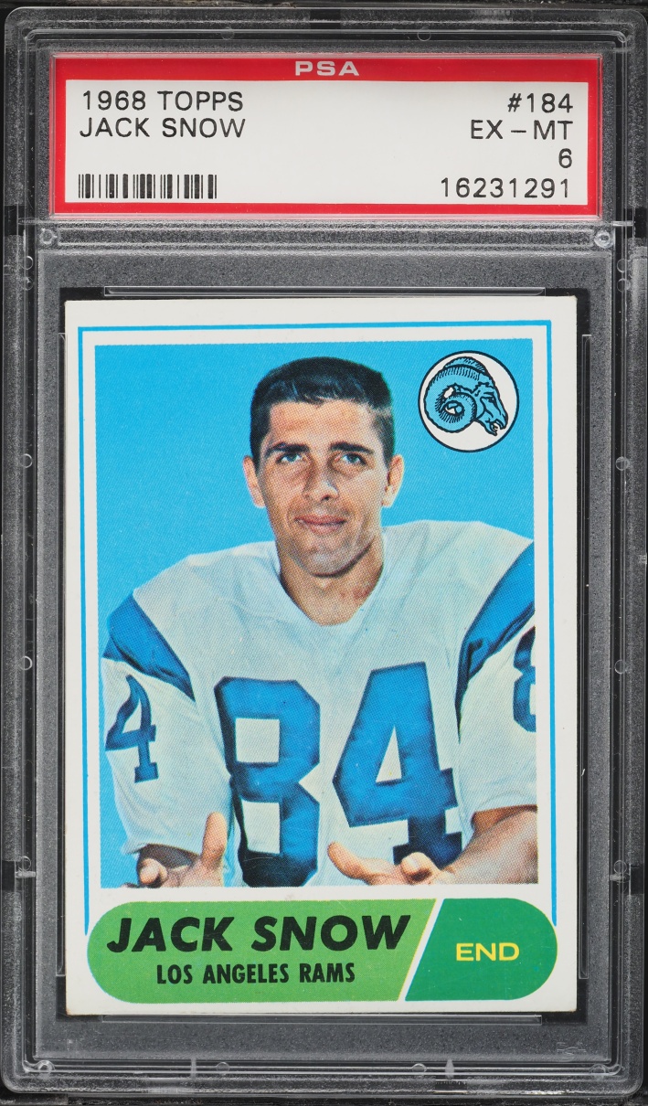 1968 Topps Football Jack Snow ROOKIE #184 PSA 6 EXMT