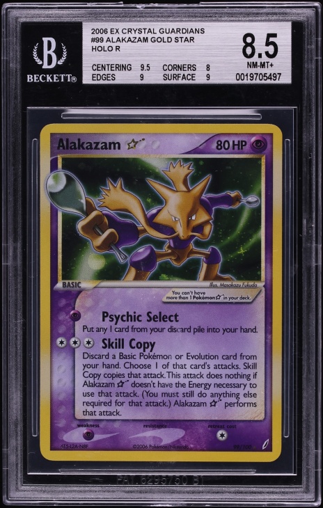 2006 Pokemon EX Crystal Guardians Holo Alakazam Gold Star #99 BGS 8.5 NM-MT+