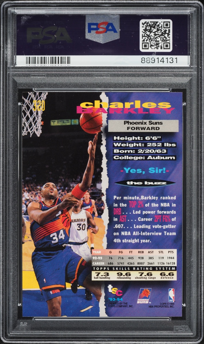 1993 Stadium Club Basketball Charles Barkley #320 PSA 10 GEM MINT