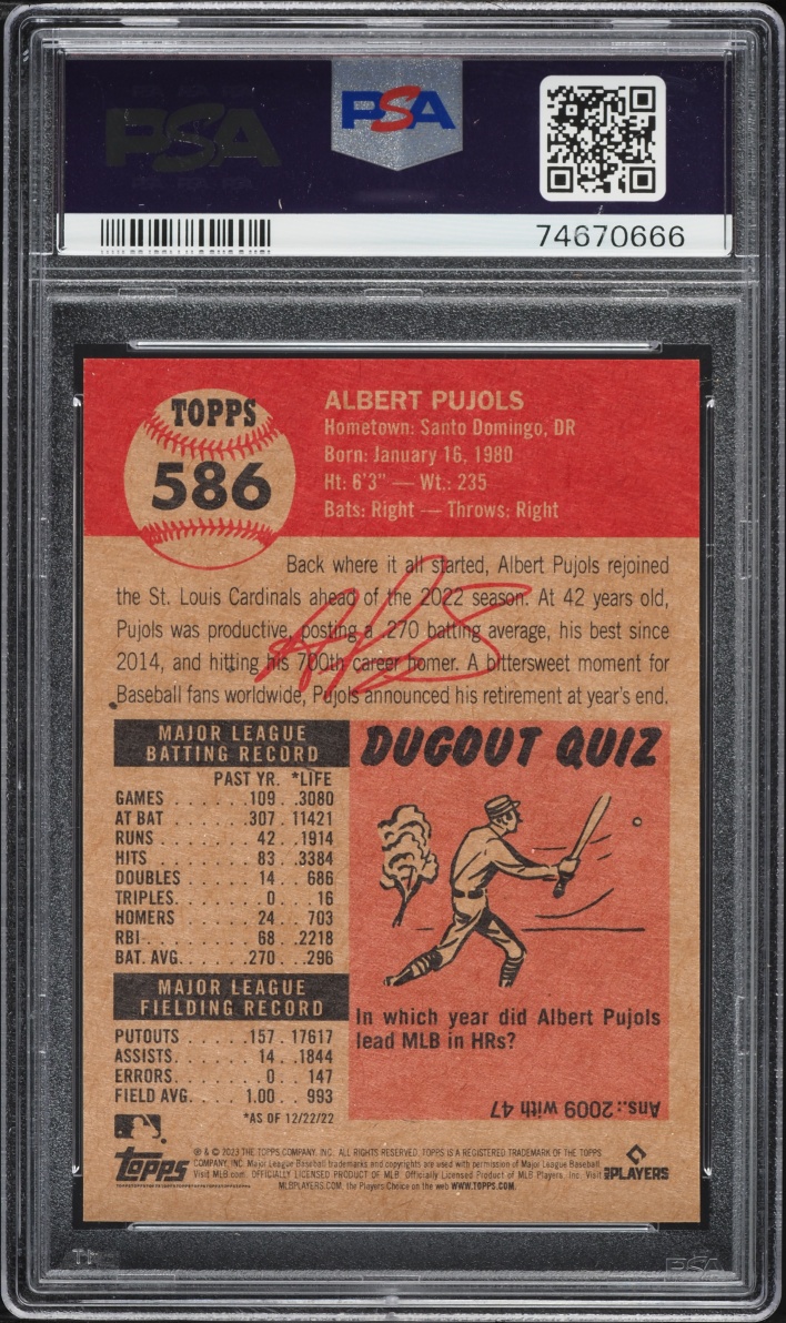 2023 Topps Living Albert Pujols #586 PSA 10 GEM MINT