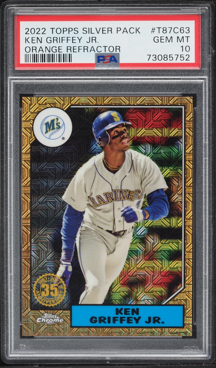 2022 Topps Chrome Silver Pack '87 Orange Refractor Ken Griffey Jr. /25 #T87C-63 PSA 10 GEM MINT