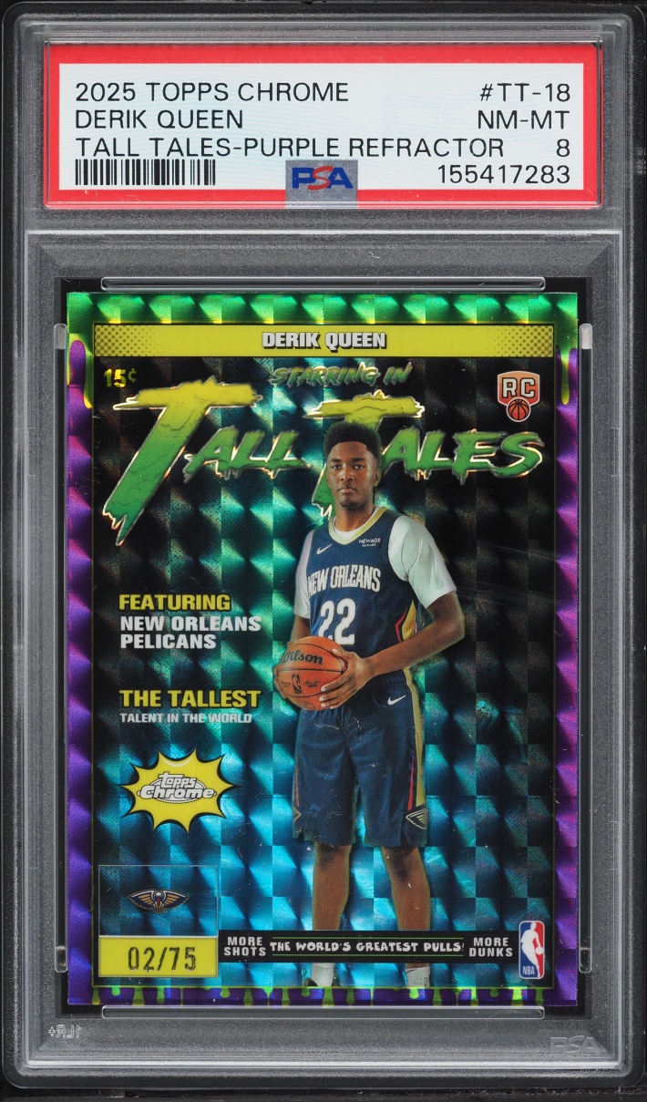 2025 Topps Chrome Tall Tales Purple Refractor Derik Queen ROOKIE /75 #TT-18 PSA 8 NM-MT
