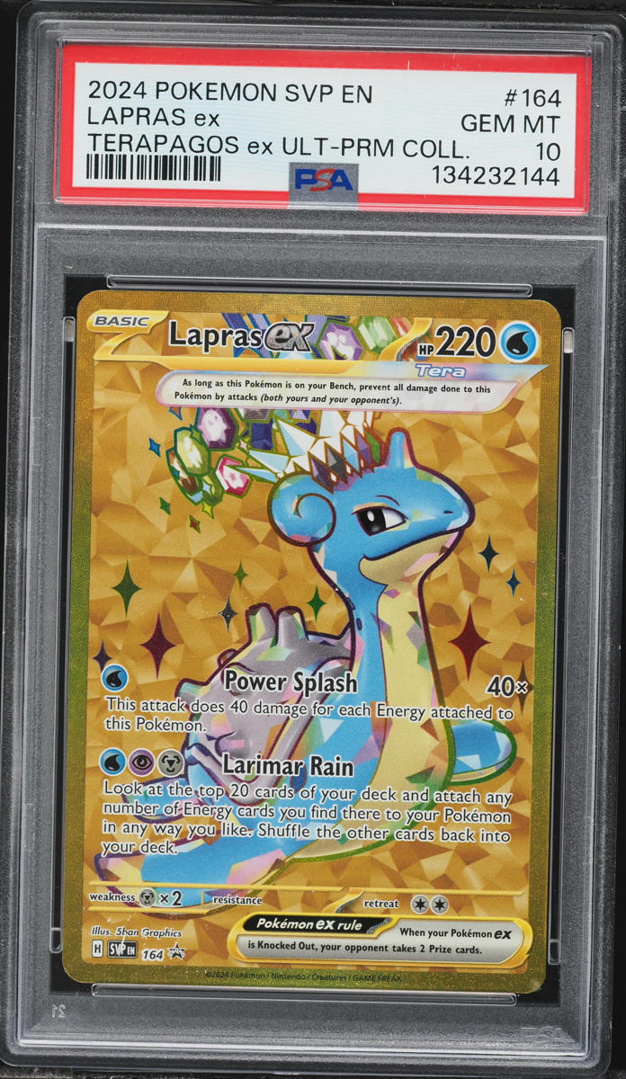 2024 Pokemon Scarlet & Violet Promo Terapagos Ex Premium Gold Rare Lapras ex #164 PSA 10 GEM