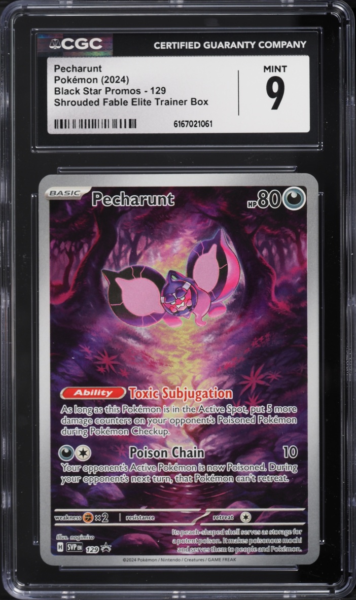 2024 Pokemon Scarlet & Violet Promo Shrouded Fable ETB Full Art Pecharunt #129 CGC 9 MINT