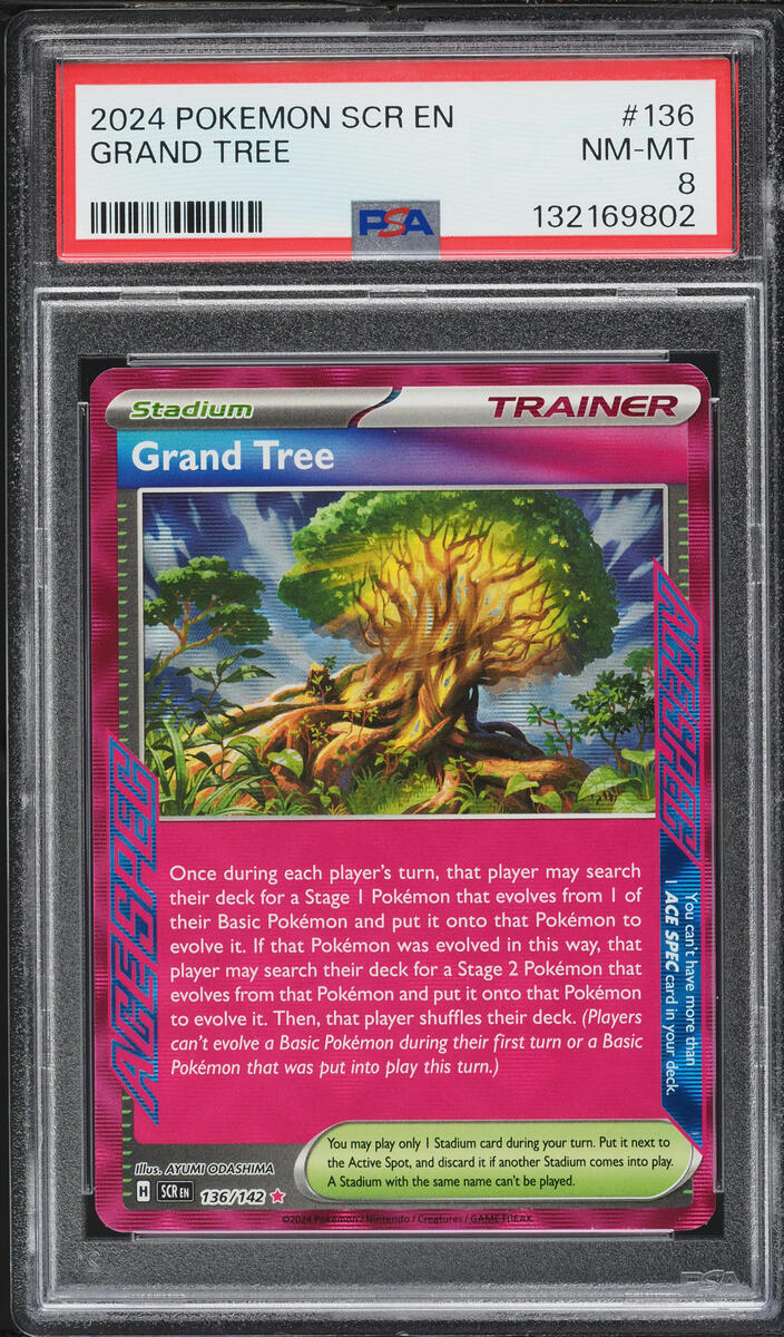 2024 Pokemon Scarlet & Violet Stellar Crown Ace Spec Grand Tree #136 PSA 8 NM-MT