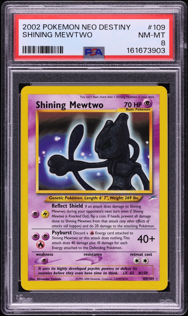 2002 Pokemon Neo Destiny Shining Mewtwo #109 PSA 8 NM-MT