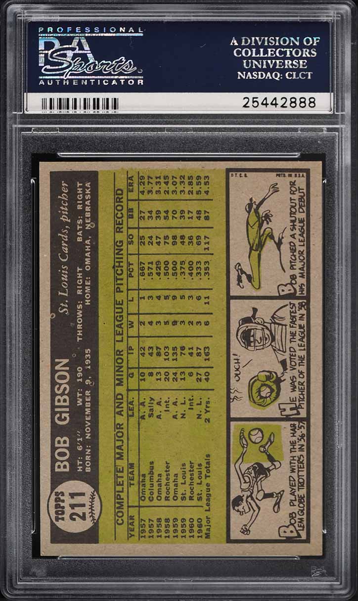 1961 Topps Bob Gibson #211 PSA 7 NRMT