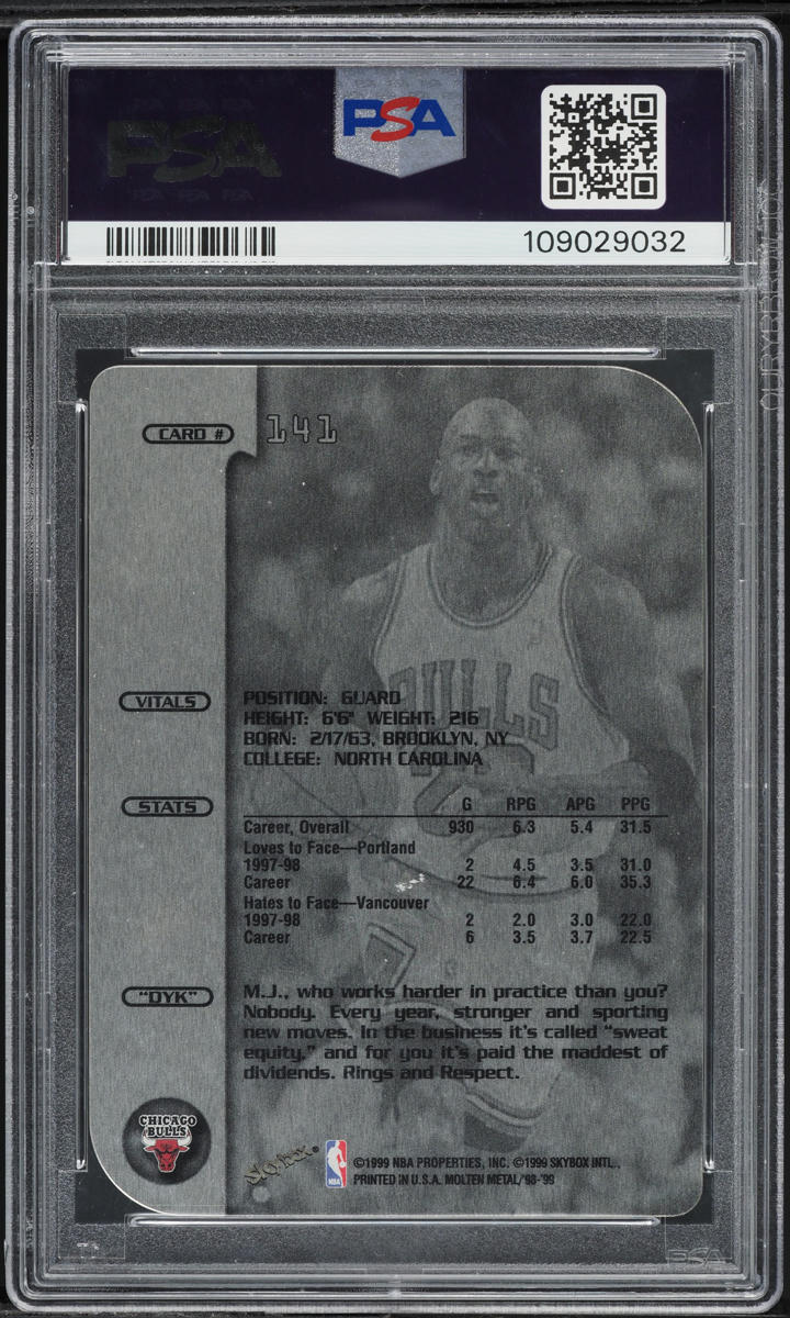 1998 Skybox Molten Metal Xplosion Michael Jordan #141 PSA 10 GEM MINT