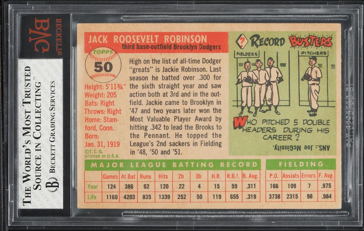 1955 Topps Jackie Robinson #50 BVG 6 EXMT