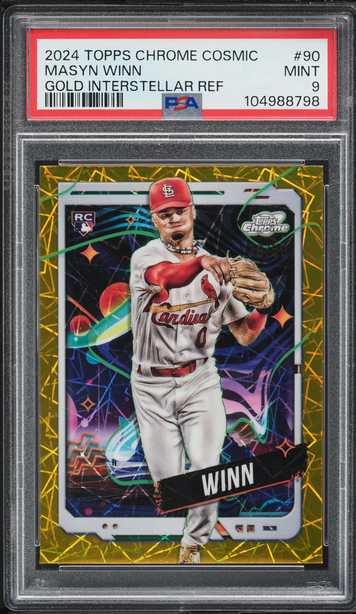 2024 Topps Chrome Cosmic Gold Interstellar Ref. Masyn Winn ROOKIE /50 #90 PSA 9