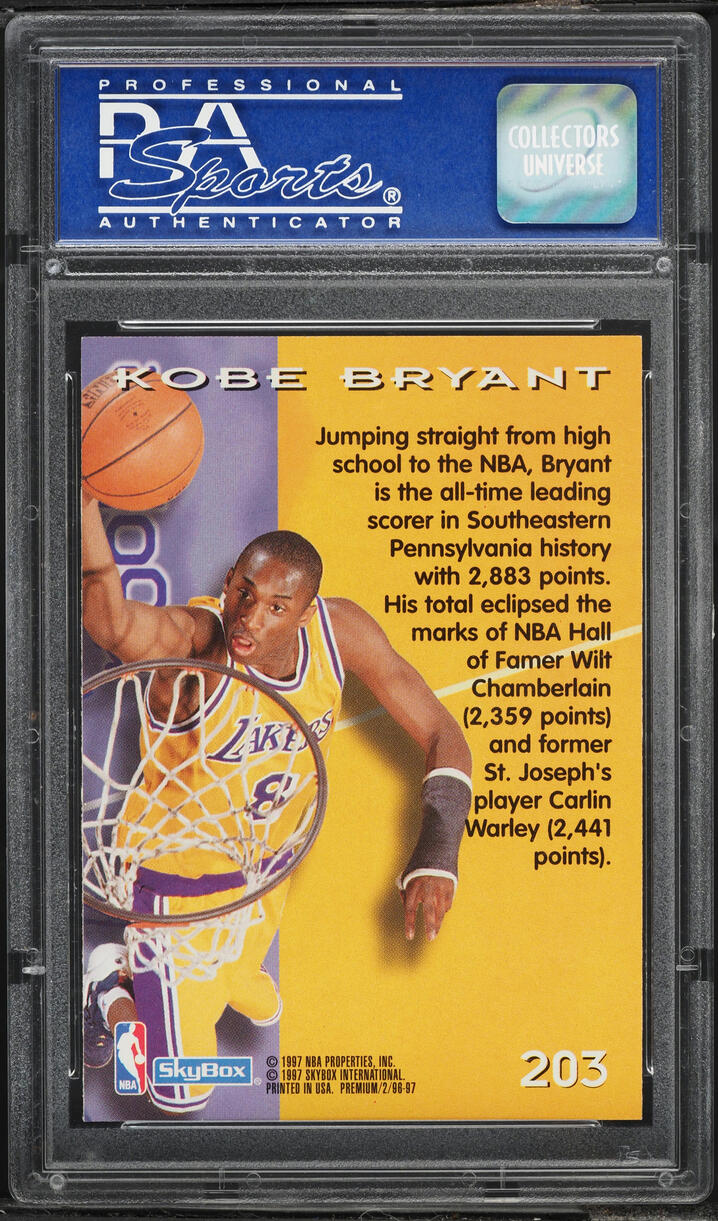 1996 Skybox Premium Kobe Bryant ROOKIE #203 PSA 9 MINT