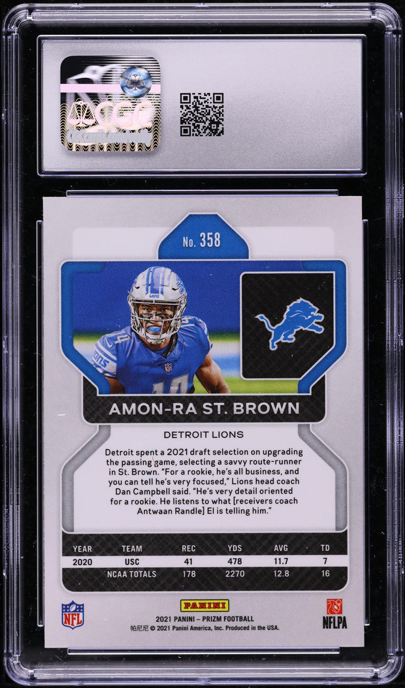 2021 Panini Prizm Amon-Ra St. Brown ROOKIE #358 CGC 10 GEM MINT