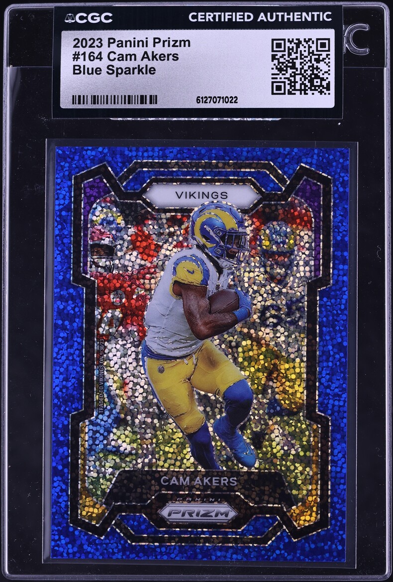 2023 Panini Prizm Blue Sparkle Cam Akers /96 #164 CGC AUTH