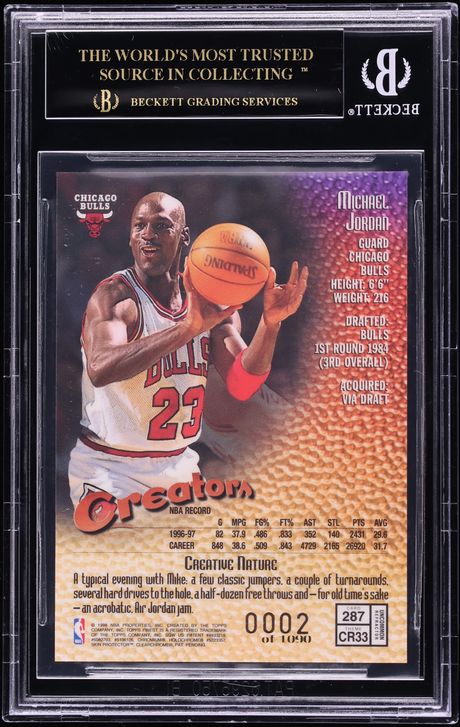 1997 Finest Refractor Michael Jordan /1090 #287 BGS 10 PRISTINE, BLACK LABEL
