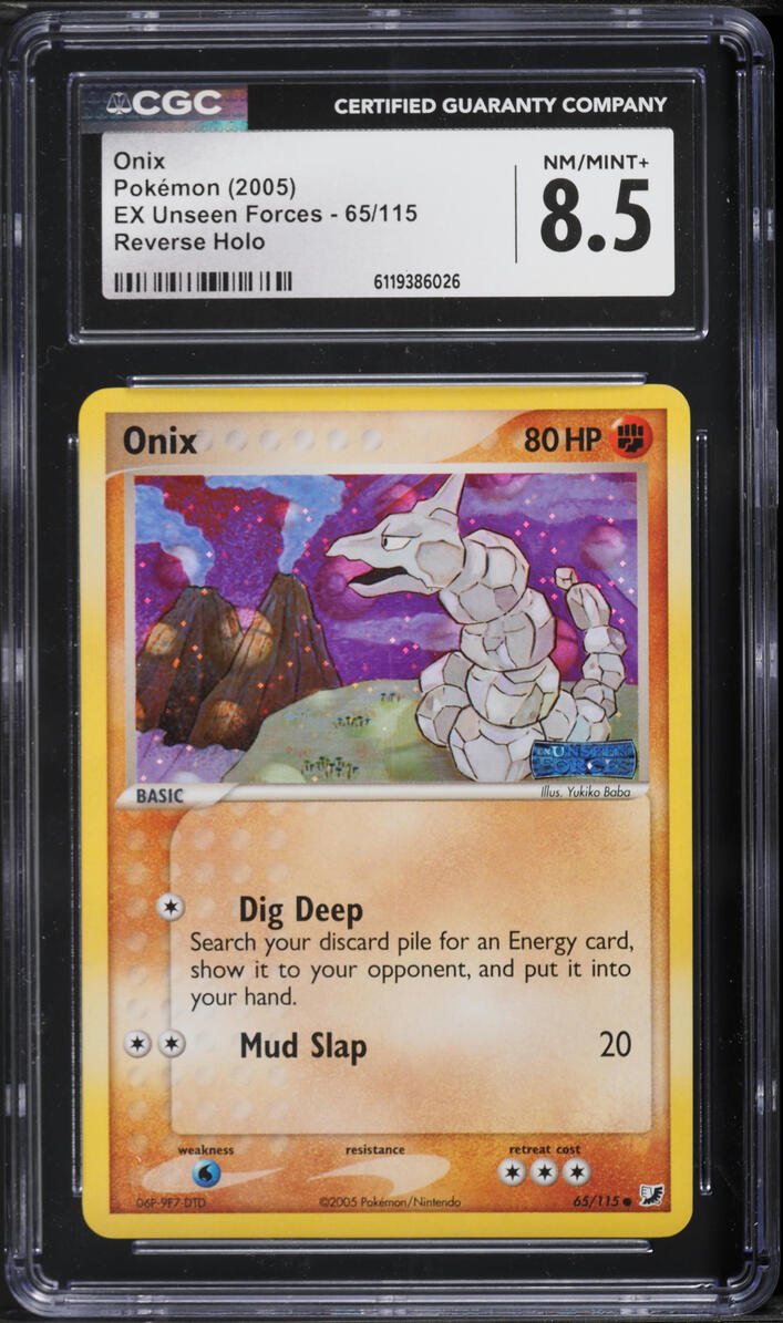 2005 Pokemon EX Unseen Forces Reverse Holo Onix #65 CGC 8.5 NM-MT+