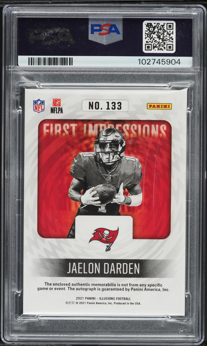2021 Panini Illusions Jaelon Darden ROOKIE PATCH AUTO /299 #133 PSA 7 NRMT
