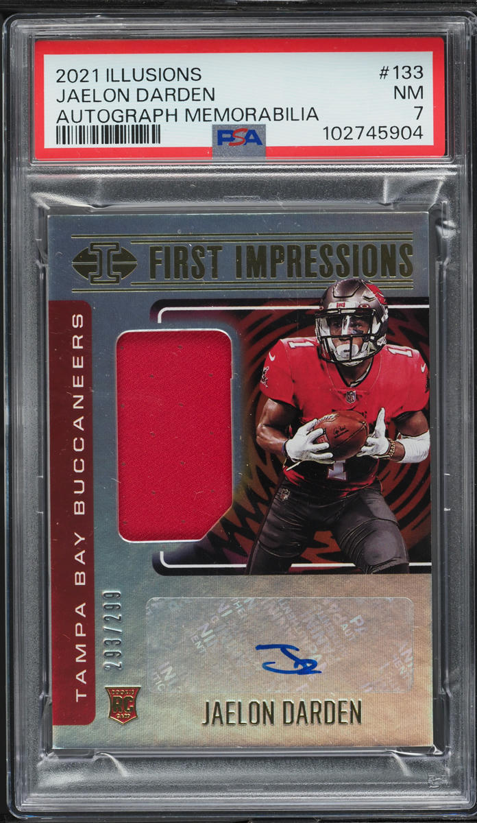 2021 Panini Illusions Jaelon Darden ROOKIE PATCH AUTO /299 #133 PSA 7 NRMT