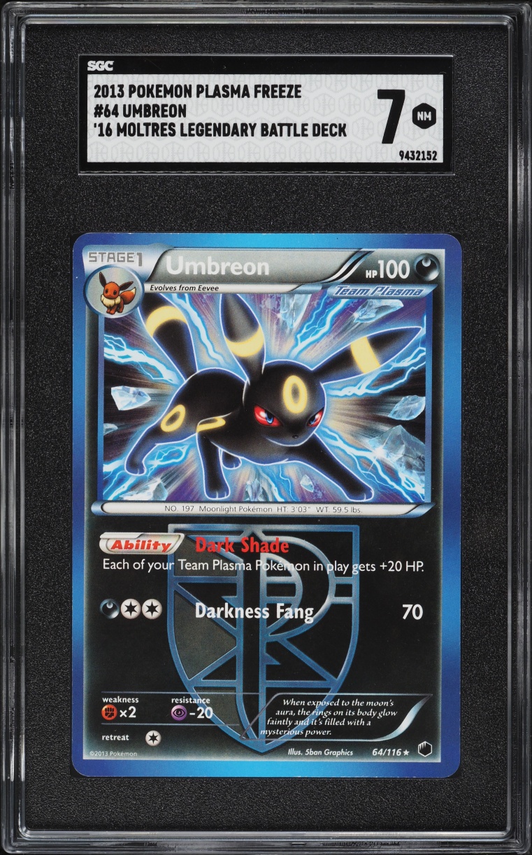 2013 Pokemon Black & White Plasma Freeze '16 Moltres Legendary Battle Deck Umbreon #64 SGC 7