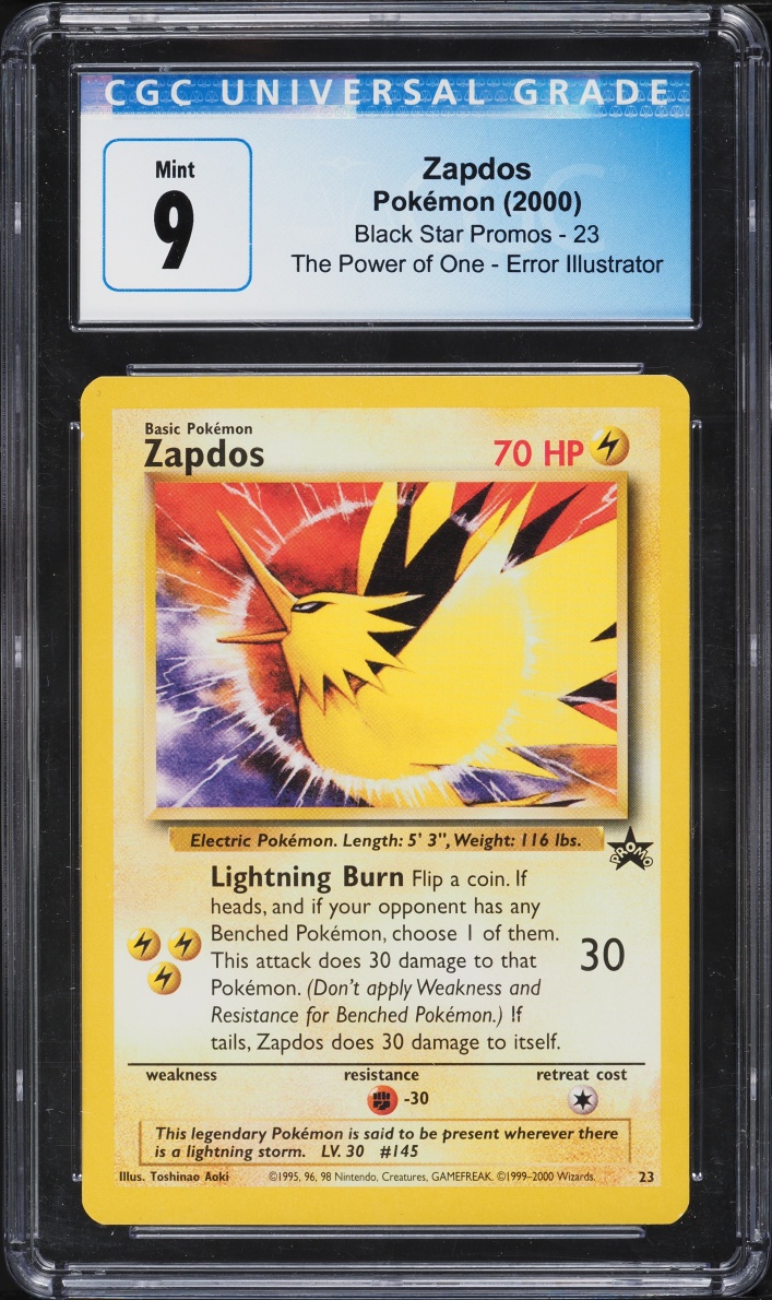 2000 Pokemon Black Star Promo Aoki Error Zapdos #23 CGC 9 MINT