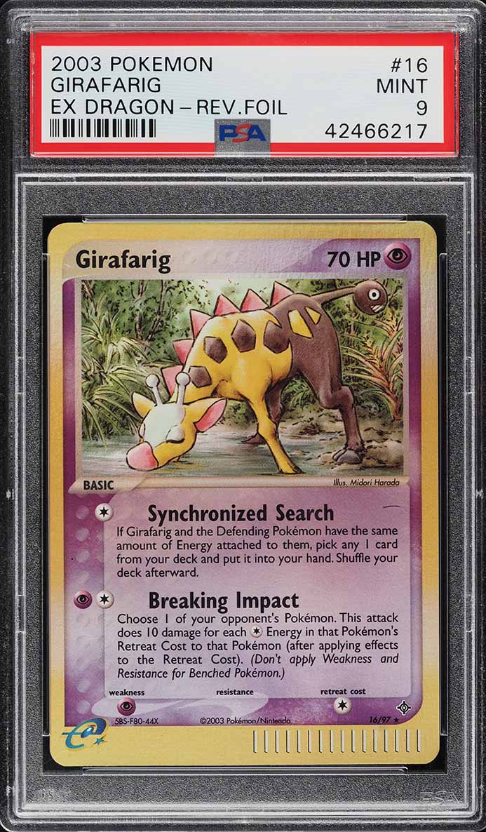 2003 Pokemon EX Dragon Reverse Holo Girafarig #16 PSA 9 MINT on ...