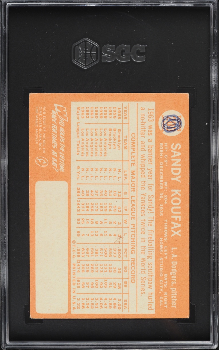 1964 Topps Sandy Koufax #200 SGC 1 PR