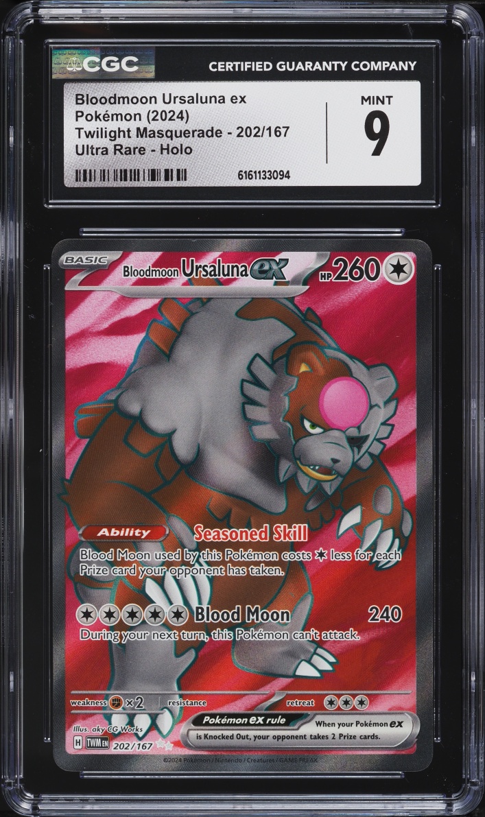 2024 Pokemon Scarlet & Violet Twilight Masquerade Full Art Bloodmoon Ursaluna ex #202 CGC 9