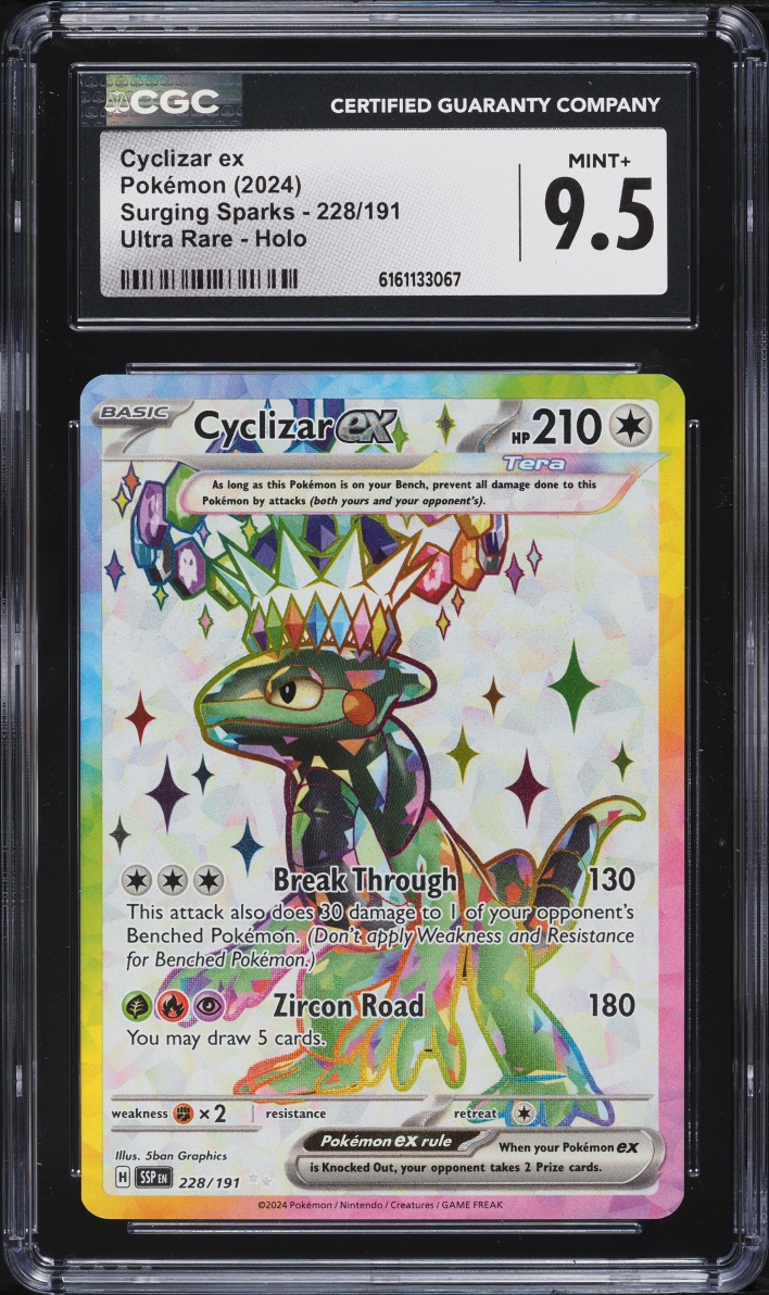2024 Pokemon Scarlet & Violet Surging Sparks Full Art Cyclizar ex #228 CGC 9.5 MINT+
