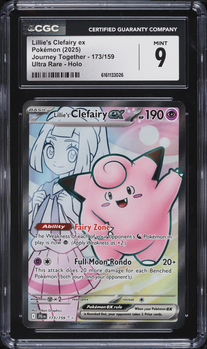 2025 Pokemon Scarlet & Violet Journey Together Full Art Lillie's Clefairy ex #173 CGC 9 MINT