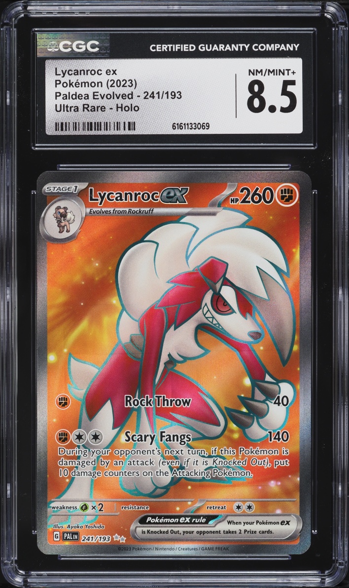 2023 Pokemon Scarlet & Violet Paldea Evolved Full Art Lycanroc ex #241 CGC 8.5 NM-MT+