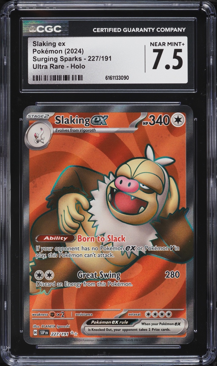 2024 Pokemon Scarlet & Violet Surging Sparks Full Art Slaking ex #227 CGC 7.5 NRMT+