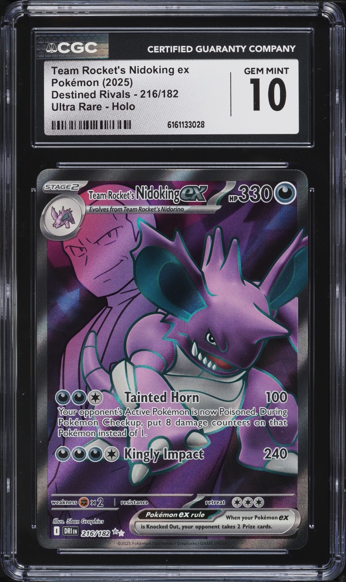 2025 Pokemon Scarlet & Violet Destined Rivals Full Art Team Rocket's Nidoking ex #216 CGC 10