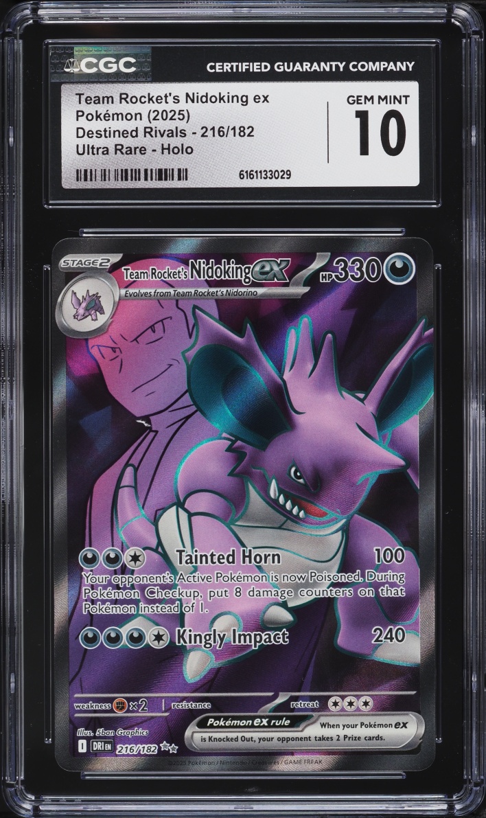 2025 Pokemon Scarlet & Violet Destined Rivals Full Art Team Rocket's Nidoking ex #216 CGC 10