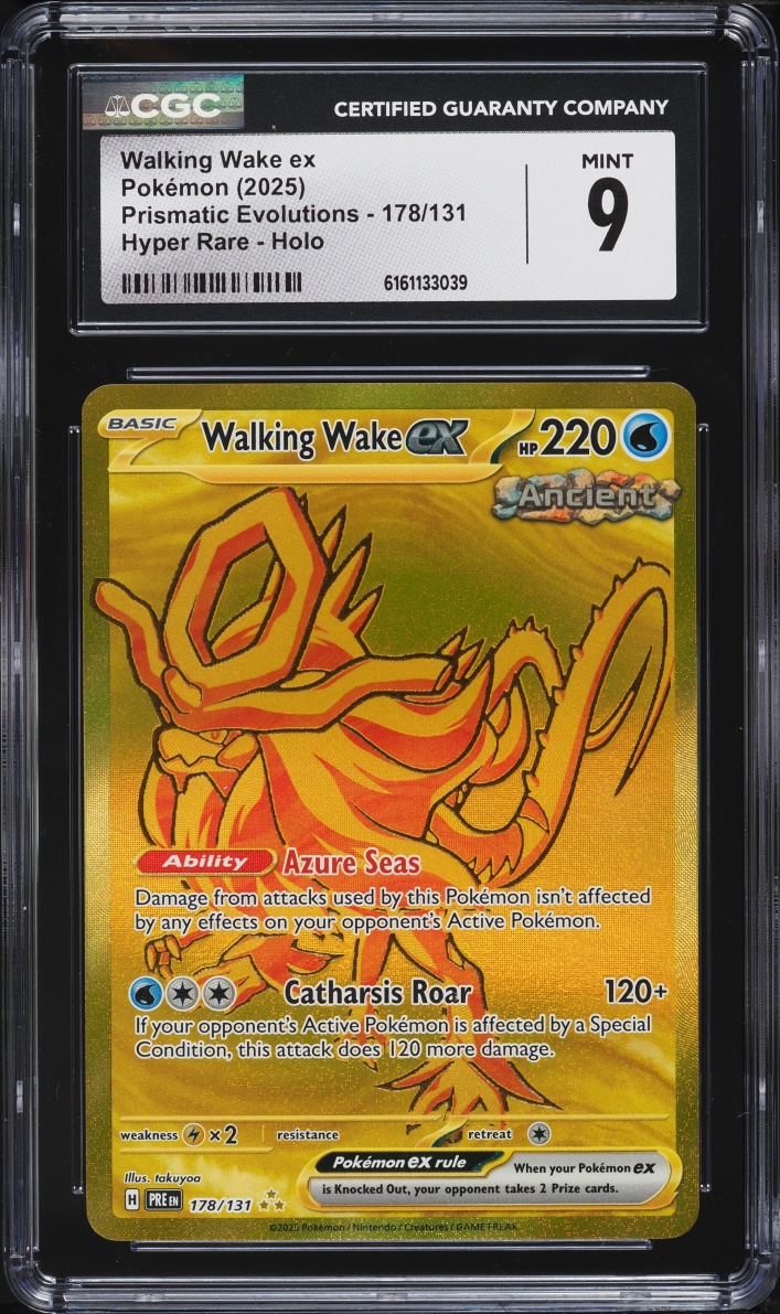 2025 Pokemon Scarlet & Violet Prismatic Evolutions Gold Rare Walking Wake ex #178 CGC 9 MINT