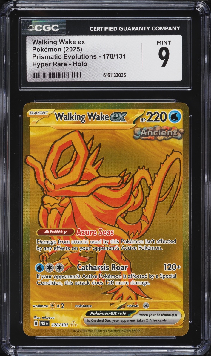 2025 Pokemon Scarlet & Violet Prismatic Evolutions Gold Rare Walking Wake ex #178 CGC 9 MINT