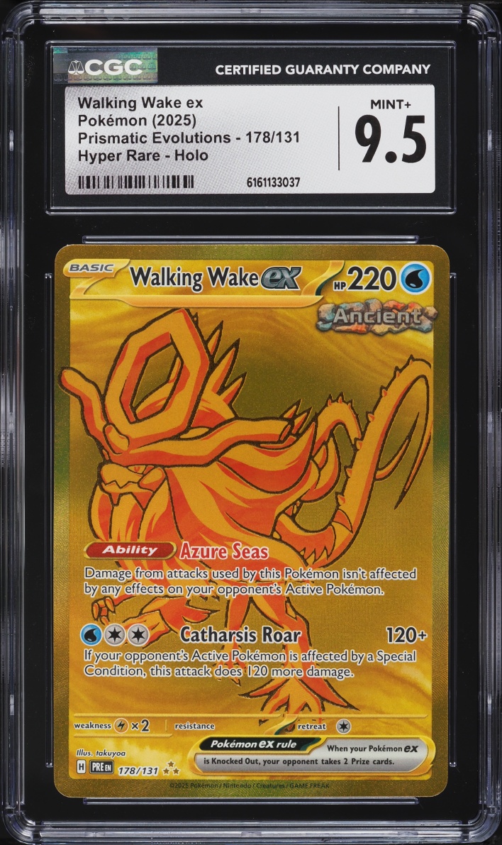 2025 Pokemon Scarlet & Violet Prismatic Evolutions Gold Rare Walking Wake ex #178 CGC 9.5 MINT+