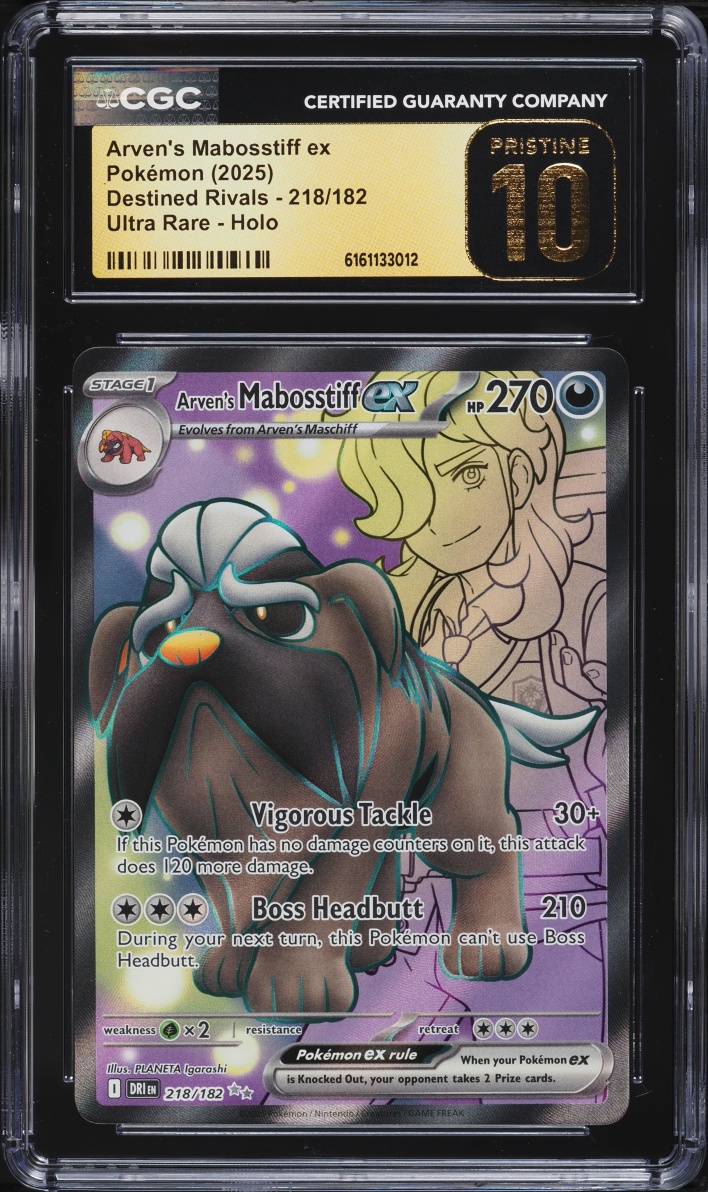 2025 Pokemon Scarlet & Violet Destined Rivals Full Art Arven's Mabosstiff ex #218 CGC 10