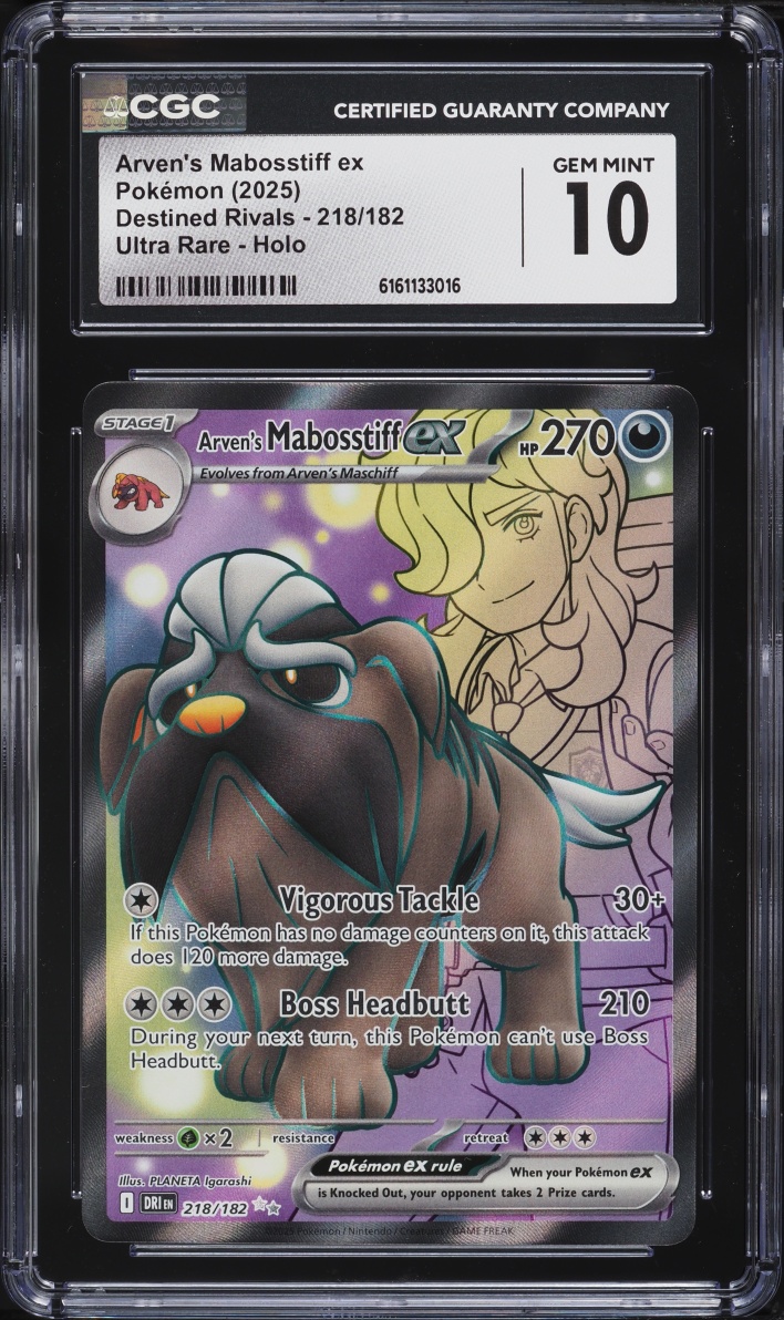 2025 Pokemon Scarlet & Violet Destined Rivals Full Art Arven's Mabosstiff ex #218 CGC 10 GEM