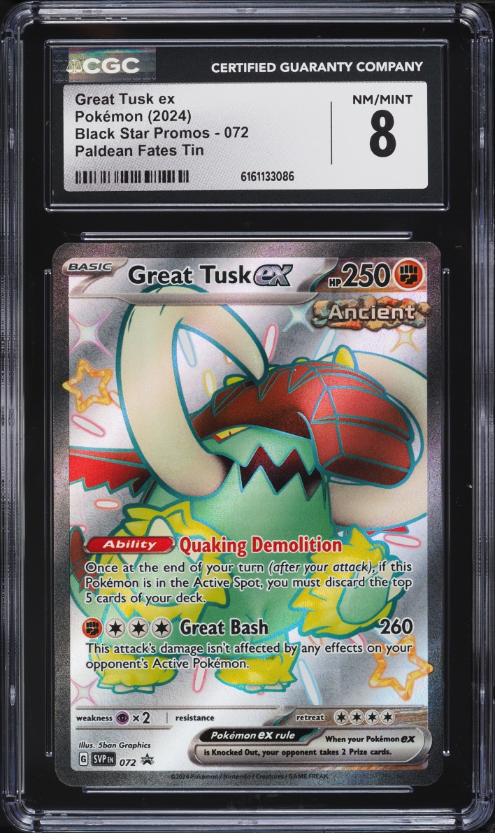 2024 Pokemon Scarlet & Violet Promo Paldean Fates Full Art Great Tusk ex #72 CGC 8 NM-MT